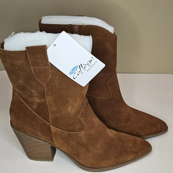 Aqua College Cognac Pointed Toe Winder Leather Boots Size 11 NWB - Picture 3 of 10